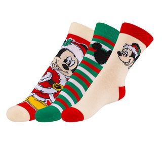Ponožky dětské Mickey 2 - sada 3 páry Červená,Béžová,Zelená,Černá Mickey