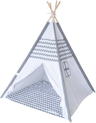 Dětské teepee 120×120×150 cm (šedé, okno)