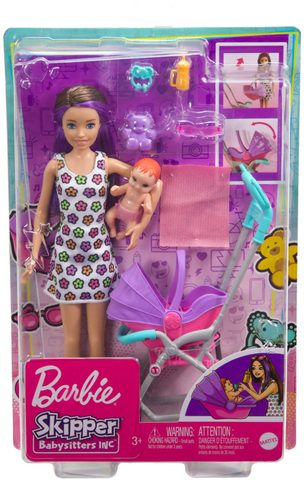 Barbie chůva (herní set s kočárkem a doplňky) Mattel