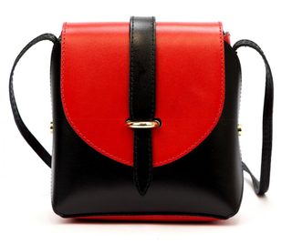 Kožená moderní malá dámská crossbody kabelka černá / červená