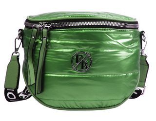 Moderní dámská crossbody kabelka / ledvinka metalická zelená