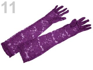 Společenské rukavičky 43 cm krajkové fuchsiové