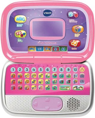 VTech první dětský notebook růžový (CZ, baterie)