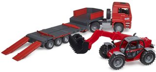 BRUDER 02772 Auto MAN TGA tahač s přívěsem + manipulátor Manitou MT633