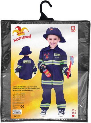 KARNEVAL Šaty hasič český potisk vel. L (128-140cm) 8-10 let *KOSTÝM*