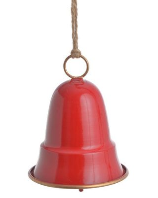 Kovový zvonek 14 cm - červená/zlatá