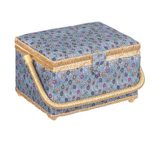 BOX na šití Šedá,Tyrkysová,Oranžová č.13 24x17,5x13 cm