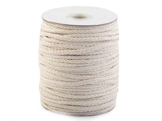 Oděvní šňůra / bavlněná příze / knot šíře 4 mm splétaná plochá návin 50 metrů