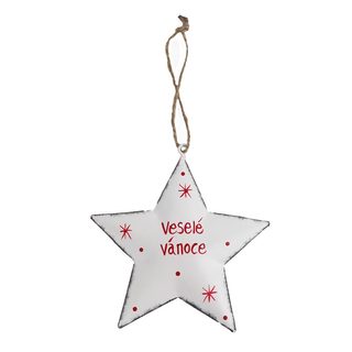 Hvězda k zavěšení VESELÉ VÁNOCE K3776-01 - 9.5 cm