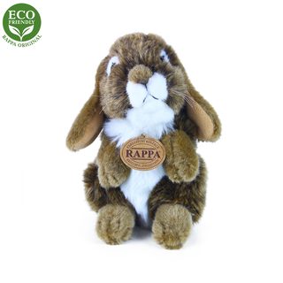 plyšový zajíc hnědý stojící , 18 cm
