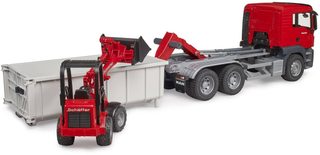 BRUDER 03767 Auto MAN TGS LKW s kontejnerem + nakladač Schäffer model 1:16