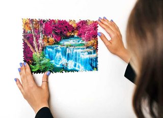PUZZLER DŘEVO Barevný vodopád 30x21cm dekorativní skládačka 250 dílků