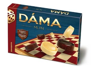 Dáma + mlýn dřevěné kameny společenská hra