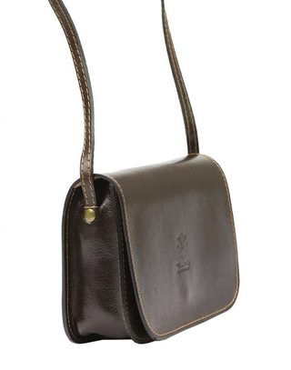 Kožená malá dámská crossbody kabelka tmavě hnědá