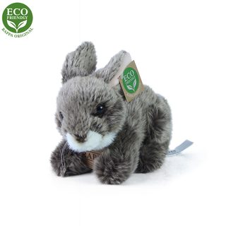Plyšový králík šedý ležící, 15 cm