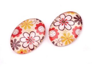 Malý kabošon skleněný 18x25mm FLOWER (1 ks)