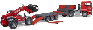 BRUDER 02772 Auto MAN TGA tahač s přívěsem + manipulátor Manitou MT633