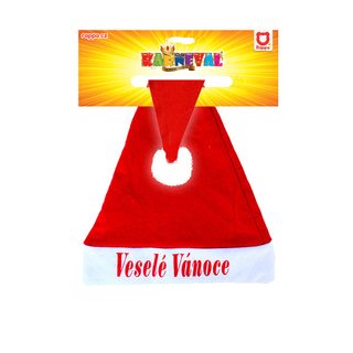 Čepice vánoční s nápisem Veselé Vánoce