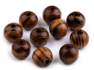 Dřevěné korálky Strip Ø14 mm 10 kusů