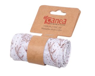 Vánoční stuha s drátem 6 cm × 2 m - bílá s jelínky