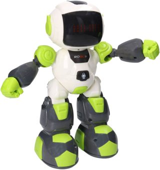 RC robot na vysílačku (chodí, tančí, nahrává; světlo, zvuk, baterie)