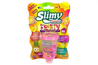 Sliz - hmota 100g v barvě ovoce 8cm, v plastové krabičce na kartě různé druhy