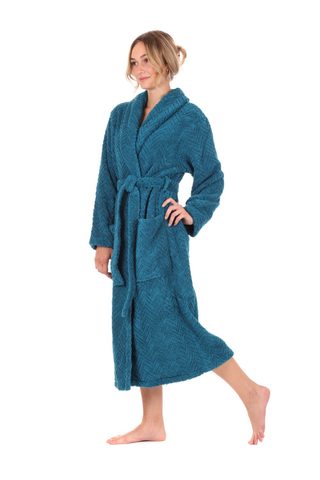 Bavlněný župan Athena s límcem petrolejová 21 16 6430 unisex