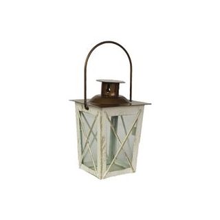 Mini kovová lucernička 11 cm bílo-zlatá – elegantní dekorace na stůl i okno K1994
