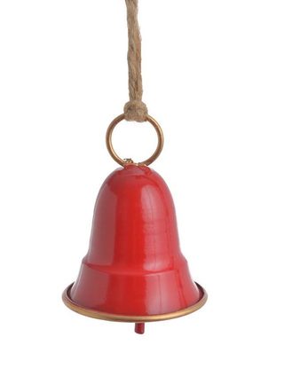 Kovový zvonek 9,5 cm - červená/zlatá