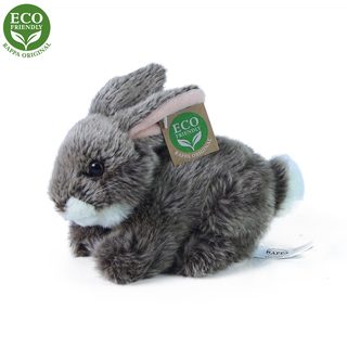 Plyšový králík šedý ležící, 15 cm