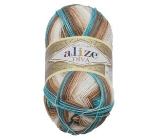 Příze DIVA BATIK Bílá,Béžová,Tyrkysová 4603 100g / 350 m