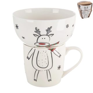 Hrnek + miska porcelánový set sob 350 ml O0501