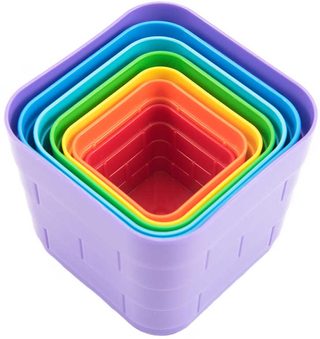 Baby Kubus pyramida hranatá barevná věžička skládací 7 dílků plast