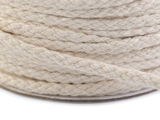 Oděvní šňůra / bavlněná příze / knot šíře 4 mm splétaná plochá návin 50 metrů