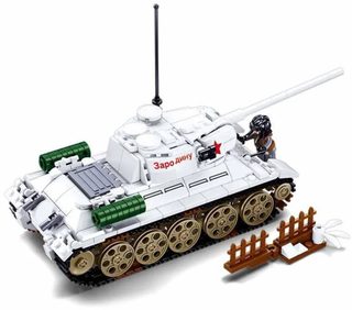 SLUBAN ARMY WWII Tank bílý T-34/85 518 dílků + 2 figurky STAVEBNICE