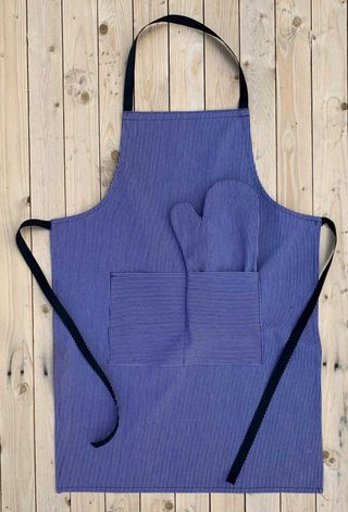 Grilovací set zástěra a chňapka denim
