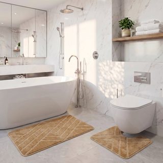 Koupelnová a WC předložka parkety béžové