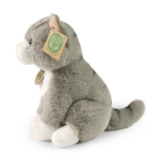 Plyšová kočka šedá sedící 23 cm ECO-FRIENDLY SOFT