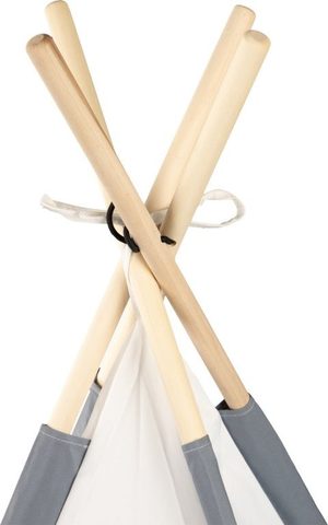 Dětské teepee 120×120×150 cm (šedé, okno)