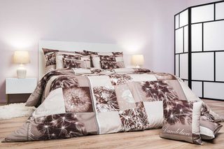Bavlněné povlečení Pampelišky 3D hnědé 140x200, 70x90 cm