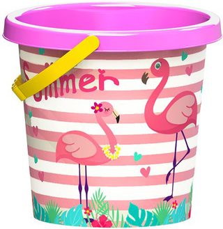 Baby veselý kbelík plameňák 17cm plast pro miminko