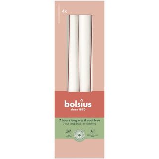 Kónické svíčky Bolsius 4 ks, 245/24 mm, bílá