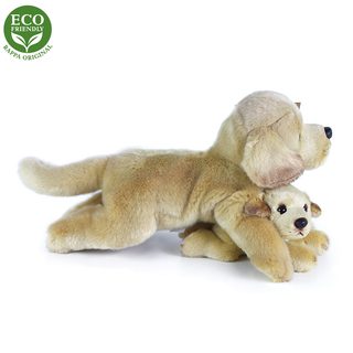 Plyšový labrador s miminkem ležící 25 cm