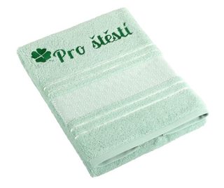 Froté ručník mozaika s výšivkou Pro štěstí Zelená 123/039