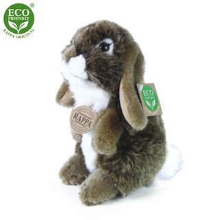 plyšový zajíc hnědý stojící , 18 cm