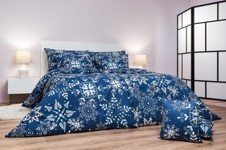 Povlečení bavlna Snowflakes tmavě modré 140x200, 70x90 cm