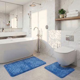 Koupelnová a WC předložka kosočtverce modré