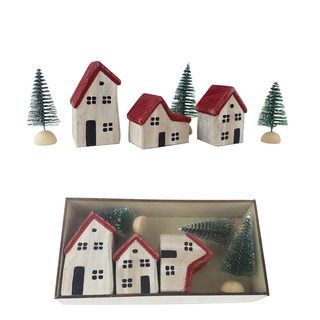 Dřevěná vesnička D7559-08 - 23 × 9.5 × 4 cm