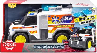 DICKIE Auto ambulance sanitní vůz bílý s funkcemi na baterie Světlo Zvuk