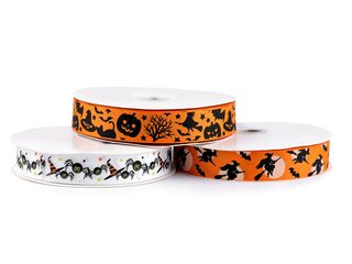 Rypsová stuha Halloween šíře 25 mm METRÁŽ